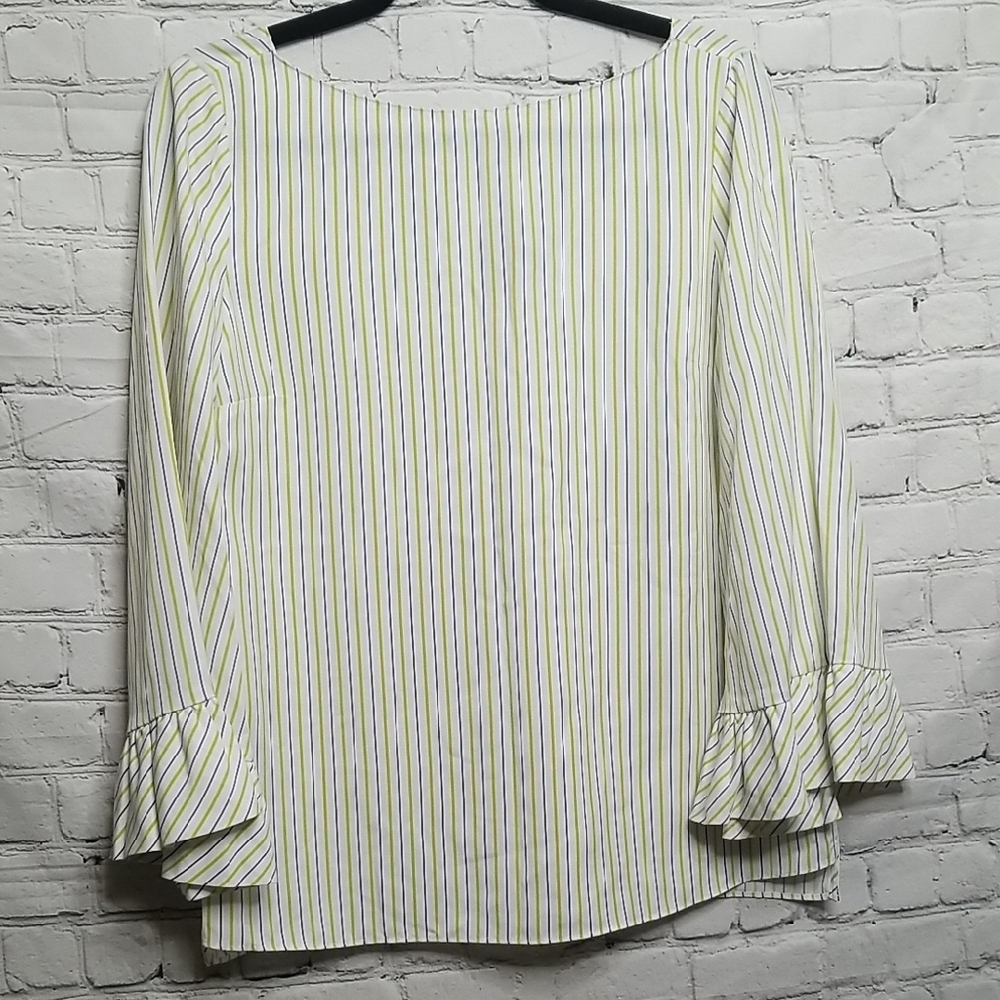 Mossimo Dutti White Blue Striped Top Size 6